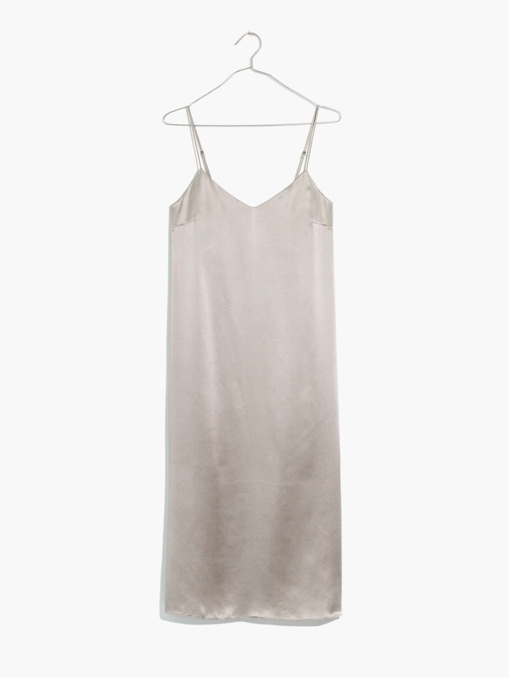 Madewell Silk Eva Side-Slit Slip Dress in Steel Dawn